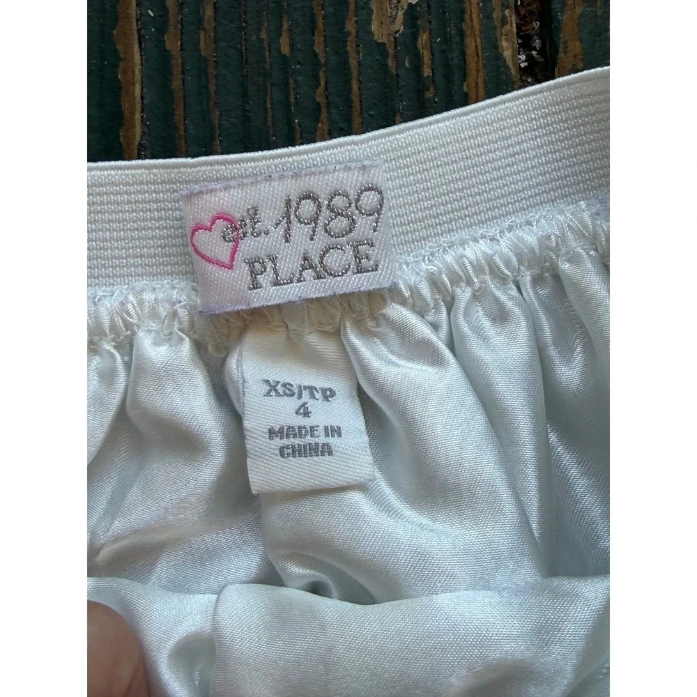The Childrens Place Girls White Sequin Tulle Skirt Size XS 4 Tutu Party Dress Up